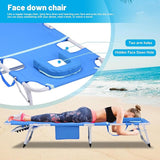 3-in-1 Heavy Duty Tanning Chair with Face Hole Adjustable 5-Position Folding Chaise Lounge Chairs Outside Portable Lay - Photo 4