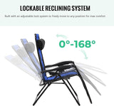 JEAREY Oversized Padded Zero Gravity Chairs Set of 2, Folding Lounge Chair Outdoor Patio Recliner - Photo 8