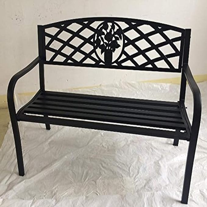Hi- Line Gift 78652-BZ Bronze Criss-Cross Backrest 50" Garden Bench