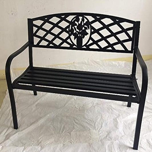 Hi- Line Gift 78652-BZ Bronze Criss-Cross Backrest 50" Garden Bench