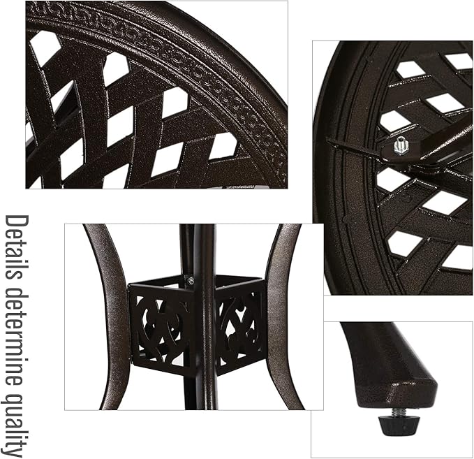 YUSING 31" Outdoor Dining Table, Patio Cast Aluminum Table, Furniture Set - Photo 3