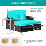 COSTWAY Patio Rattan Daybed with Cushions, Outdoor Wicker Loveseat Sofa with Storage Ottoman - Photo 3