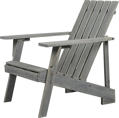 Eyely PTA1001B Spencer Outdoor Patio Modern Acacia Wood Adirondack Chair, Gray for Mid-Century, Classic, Modern, Cottage, Farmhouse, Rustic