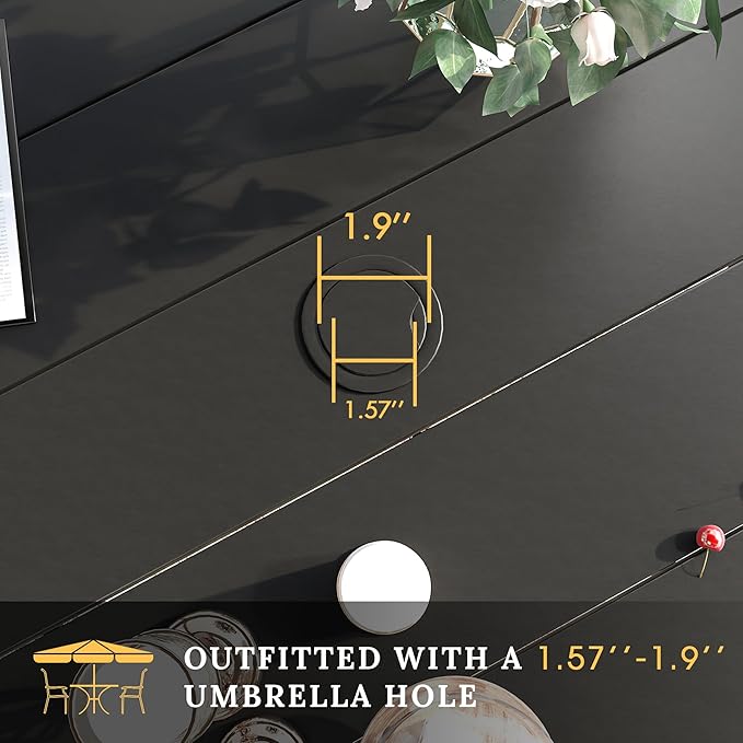 VICLLAX 50" Outdoor Round Patio Table with Umbrella Hole, All Weather Metal Round Outdoor Dining Table for Lawn Garden - Photo 5