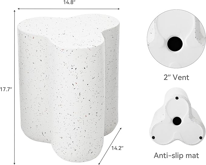 18” Side Table, Modern Outdoor Accent Table with Painted Faux Terrazzo-Look, Durable Lightweight Coffee Table Art Decor - Photo 2