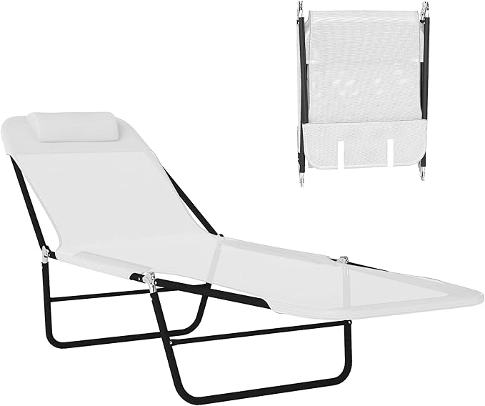 Outsunny Folding Chaise Lounge Chair, Pool Sun Tanning Chair, Outdoor Lounge Chair with Reclining Back - Photo 1