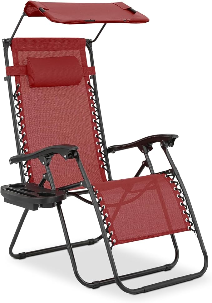MoNiBloom Patio Zero Gravity Chair Outdoor Recliner Lounger with Canopy Shade and Foot Rest, Cup Holder, 330lbs Capacity - Photo 1