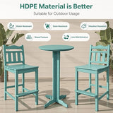 3-Piece Outdoor Bar Set, HDPE Adirondack Bar Height Chairs Set of 2 and Round Bar Table - Photo 6