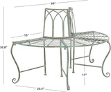 SAFAVIEH Outdoor Furniture Collection – Abia Antique Dark Green Distressed Wrought Iron 50-Inch Curved Tree Bench - Photo 3