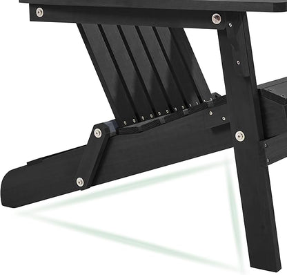 Yaheetech Folding Adirondack Chair Set of 4 Outdoor, 300LBS Solid Wood Garden Chair Weather Resistant, Fire Pit Lounge Chairs for Garden/Yard/Patio/Lawn, Black