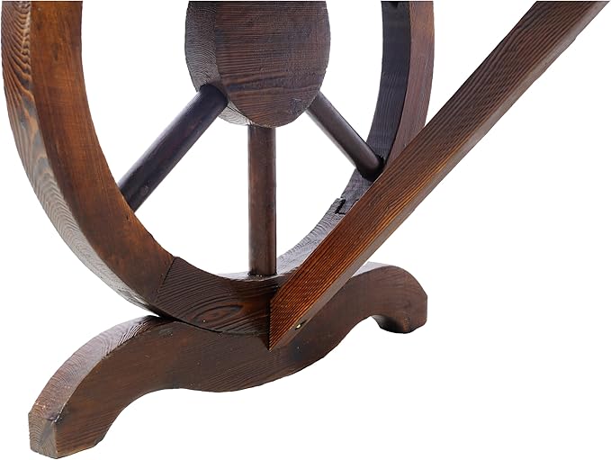 Outdoor Rustic Wooden Bench, 2 People Outdoor Bench with Wagon Wheel Legs, Garden Bench for Front Porch Furniture Patio Lawn Yard Park, Indoor and Outdoor Decor (Rustic Brown)