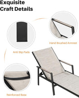 Outdoor Chaise Lounge, Never-Rust Aluminum Patio Lounge Chair - Photo 7