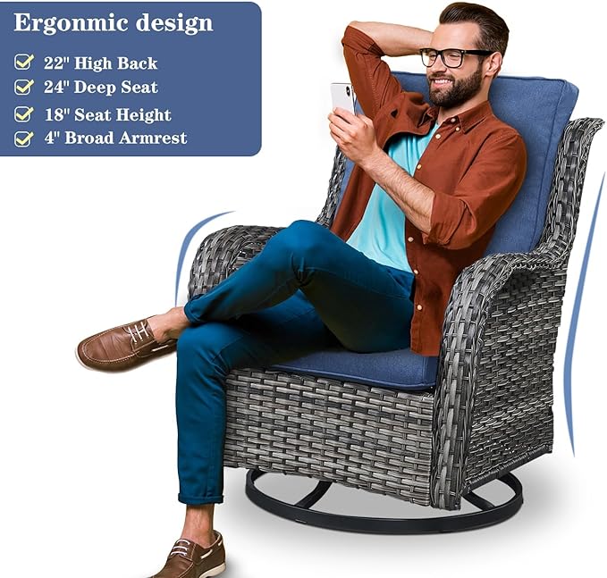 Belord Wicker Outdoor Furniture Patio Furniture Set - 6 Piece Patio Conversation Set with Swivel Rocker Chairs - Photo 3