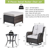 Rilyson Wicker Patio Furniture Set - 5 Piece Rattan Outdoor Sectional Conversation Sets with 2 Swivel Rocking Chairs - Photo 2