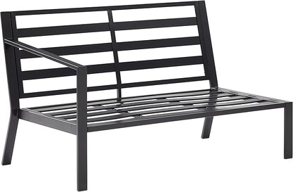 Crosley Furniture Clark Outdoor Sectional Left Side Loveseat, 2-Person Patio Couch for Deck, Backyard, Matte Black with Charcoal Cushions