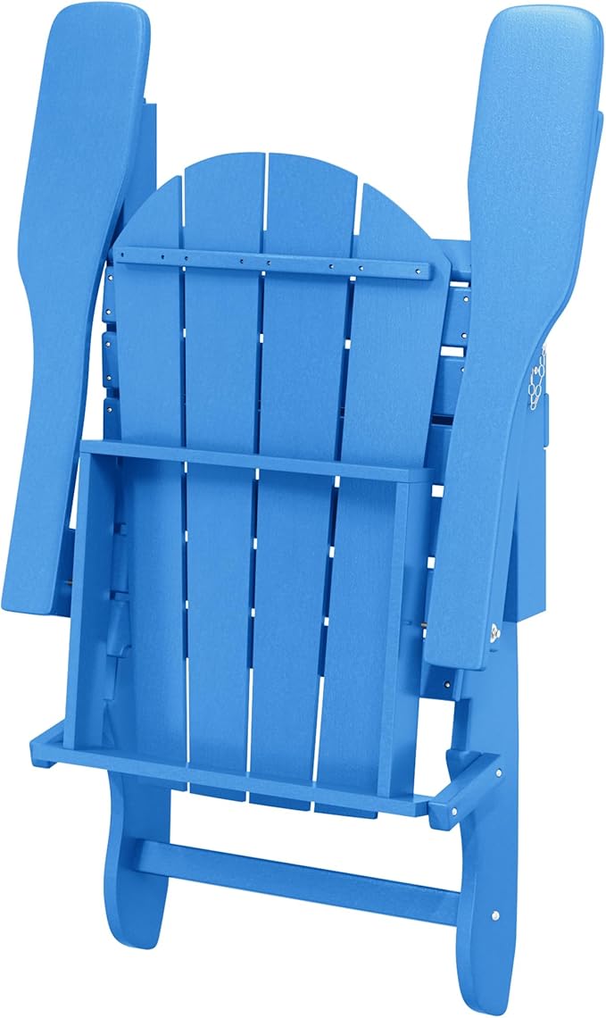WO WESTIN OUTDOOR HDPE Laguna Outdoor Folding Poly Adirondack Chair (Set of 4), Pacific Blue