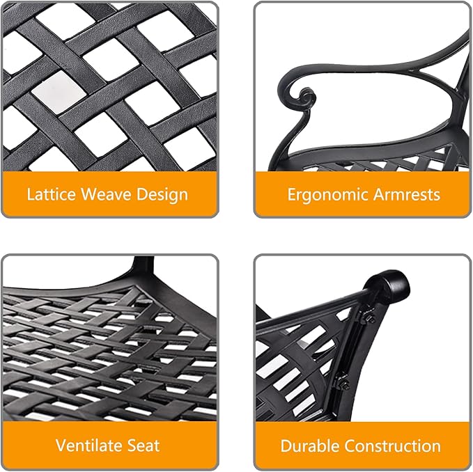 Outdoor Patio Garden Bench All-Weather Cast Aluminum Loveseats Park Yard Furniture Porch Chair for Patio Park Path Yard - Photo 6