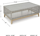 Signature Design by Ashley Seton Creek Casual Resin Wicker Outdoor Coffee Table with Tempered Glass Tabletop - Photo 3