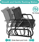 Esright Outdoor Glider Bench for 2 Person Outside Patio Gliders Loveseat Porch Glider Swing with Powder Coated Steel - Photo 4