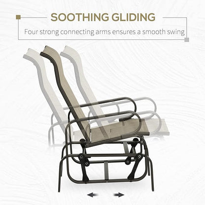 Outsunny Outdoor Glider Chair, Gliders for Outside Patio with Smooth Gliding Mechanism and Lightweight Construction for Backyard, Tan