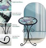 LIFFY Outdoor Side Table, 12" Glass Pelican Tabletop Patio Tables with Metal Frame - Photo 4