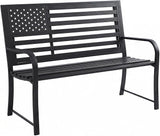 50" Garden Bench Outdoor Bench with American Flag Style - Photo 1