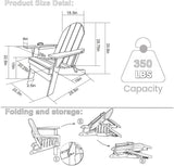 HDPE Foldable Adirondack Chair Outside with Cup Holder, Composite Outdoor Chairs with Wood Texture, Black - Photo 2