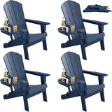 FOOWIN Folding Adirondack Chair Set of 4, HDPE Adirondack Chairs with Cup Holder - Photo 1