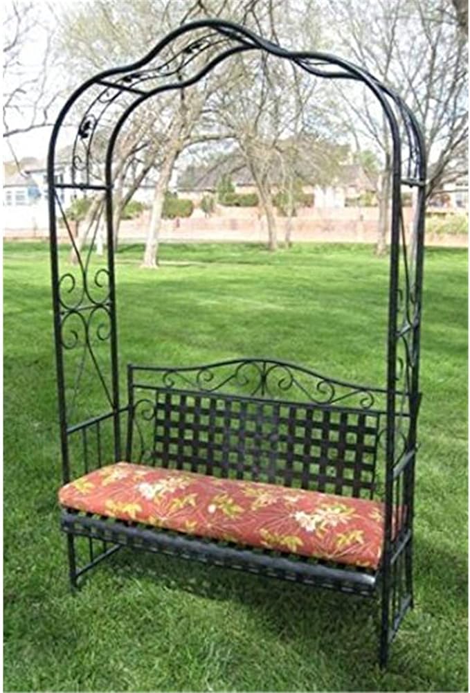 MANDALAY IRON PATIO ARBOR BENCH in ANTIQUE BLACK - PATIO FURNITURE - Photo 1