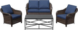 4 Pieces Outdoor Conversation Furniture Set, 55" Patio Couch，47" Metal Coffee Table, 2 Chairs - Photo 8