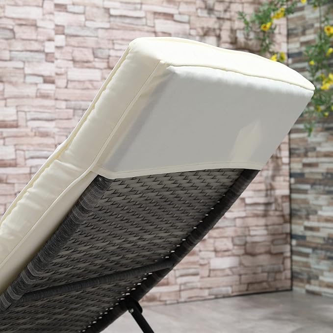 Outsunny Wicker Chaise Lounge Chair Outdoor PE Rattan Cushioned Patio Sun Lounger with 5-Level Adjustable Backrest & - Photo 9