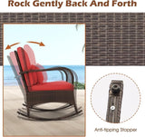 ORALNER 3 Pieces Patio Furniture Set, Outdoor Wicker Rocking Chairs with Cushions, Pillows, Glass Coffee Table - Photo 3