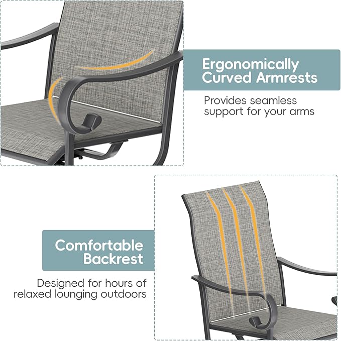 Patio Swivel Chairs Set of 4, Outdoor Dining Chairs with High Back - Photo 4