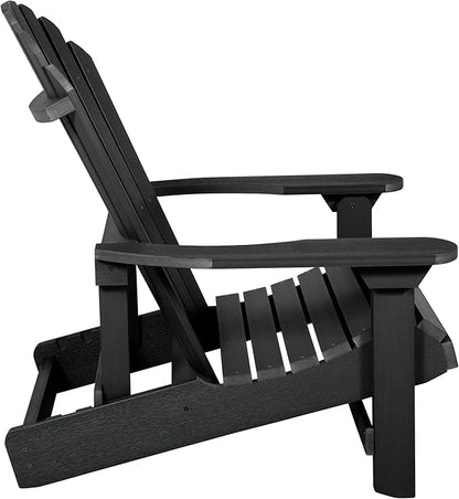 highwood Hamilton Folding and Reclining King Size Adirondack Chair, Black