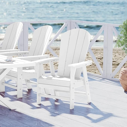 WestinTrends Malibu Outdoor Patio HDPE Plastic Adirondack Dining Chair White