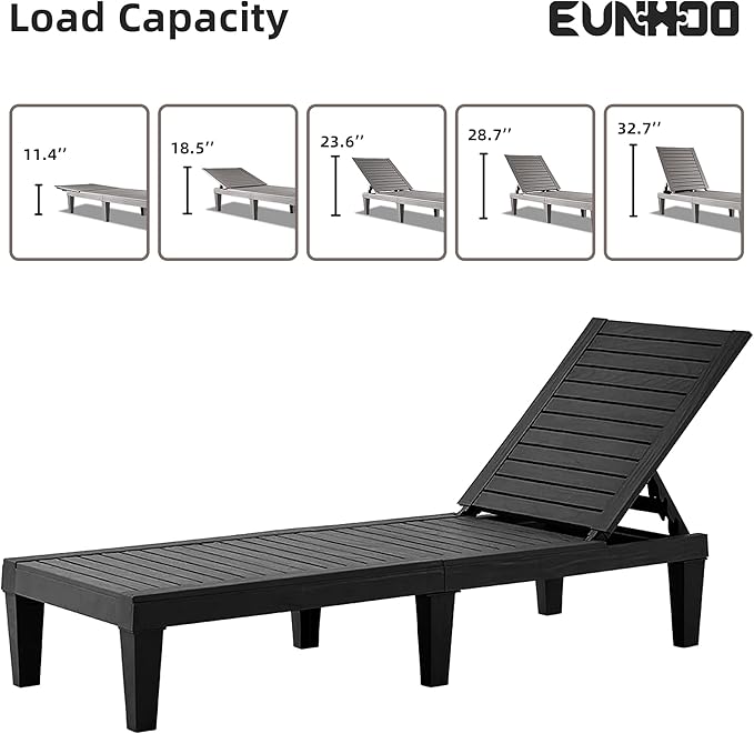 Chaise Lounge Outdoor Set of 4, Adjustable Pool Lounge Chair with 5 Positions Backrest - Photo 5