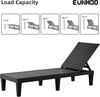 Chaise Lounge Outdoor Set of 4,Adjustable Pool Lounge Chair with 5 Positions Backrest, Waterproof Sun Loungers for Garden Pool Beach Patio Deck Sunbathing.Black