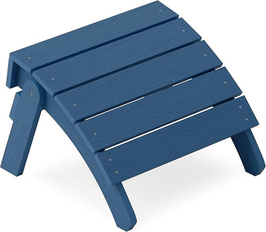 YEFU Adirondack Ottoman, Patio Foot Rest, Adirondack Foot Rest, Folding Adirondack Footstool, Weather Resistant for Adirondack Chair, Widely Used for Outdoor, Porch, Backyard, Fire Pits-Navy Blue