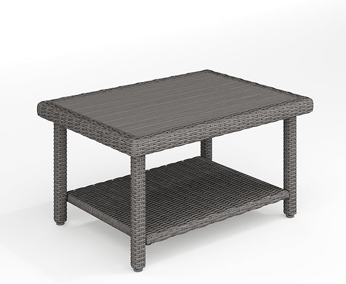 Martha Stewart Bedford Indoor-Outdoor Patio Coffee Table with Lower Shelf, Faux Wood Top - Photo 1