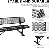 6 Ft Metal Park Bench for Outside, All-Weather Thermoplastic Coating Outdoor Bench with Backrest - Photo 6