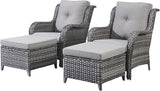 Rilyson Wicker Patio Furniture Set - 4 Piece Rattan Outdoor Sectional Conversation Sets with 2 Chairs and 2 Ottomans - Photo 1