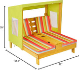 COSTWAY Kids Double Chaise Lounge Outdoor, 2-Seat Patio Lounge Chair with Cup Holders & Cushions - Photo 3
