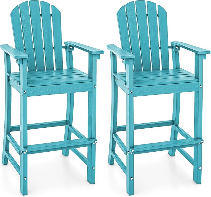 Tangkula Outdoor Tall Adirondack Chair 30 Inches Seat Height, HDPE Bar Height Patio Chair with High Backrest - Photo 1