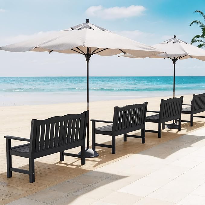 Stoog All-Weather Outdoor Bench & Chairs Set, 3-Piece Patio Furniture Set, Include 1 Garden Bench and 2 Garden Chairs - Photo 8