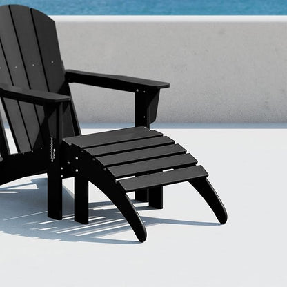 Costaelm Adirondack Chair Footrest Foldable Ottoman, Folding Ottoman Outdoor Foot Rest for Patio Waterproof, Adirondack Ottoman Outdoor, Black