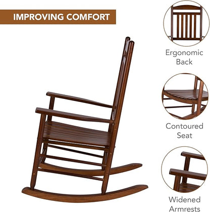 Shine Company Set of 2 Maine Wood Rocking Chairs, 2-Pack, Oak