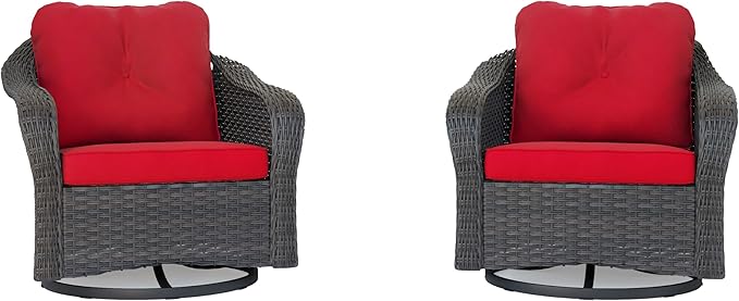 Wicker Swivel Rocking Chairs Set 2 - Photo 9
