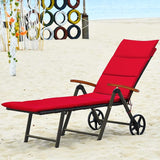 Tangkula Foldable Lounge Chair Outdoor, Wicker Chaise Lounge with Aluminum Frame - Photo 2