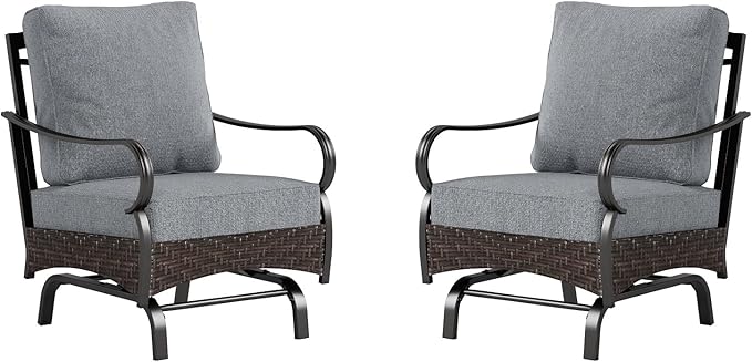 Sophia & William Extra Large Outdoor Patio Motion Sofa Chairs Set 2 PCS Heavy-Duty Metal Porch Furniture with High Back - Photo 1