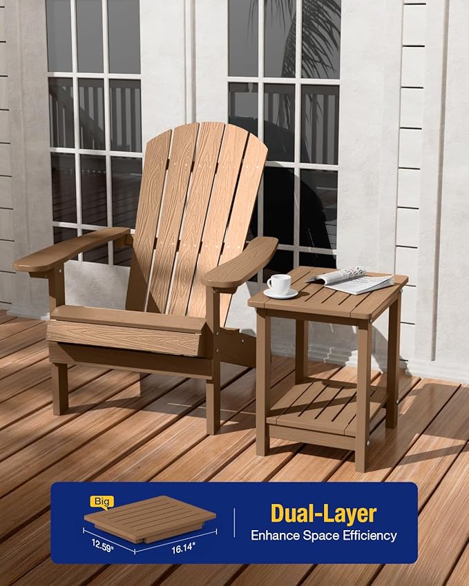 YEFU Outdoor Side Table for Patio: 16" HIPS Weather - Resistant Adirondack Tables - Waterproof Small Square End Tables - Photo 4